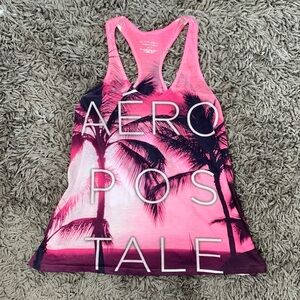 Aeropostale Pink Tropical Racerback Tank Top